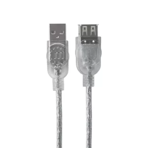 Extensión USB 2.0 M/H 15pies 4.5m Transparente Manhattan 340502