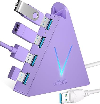 JoyReken HUB USB 3.0 de 4 puertos, concentrador USB vertical de datos con cable extendido de 2 pies. - Imagen 2