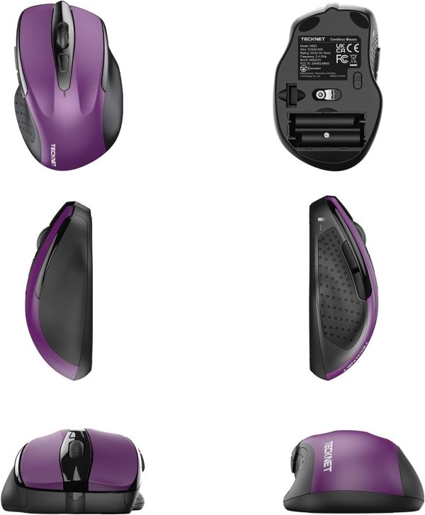 Mouse inalámbrico ergonómico TECKNET Pro 2.4G Morado - Imagen 2