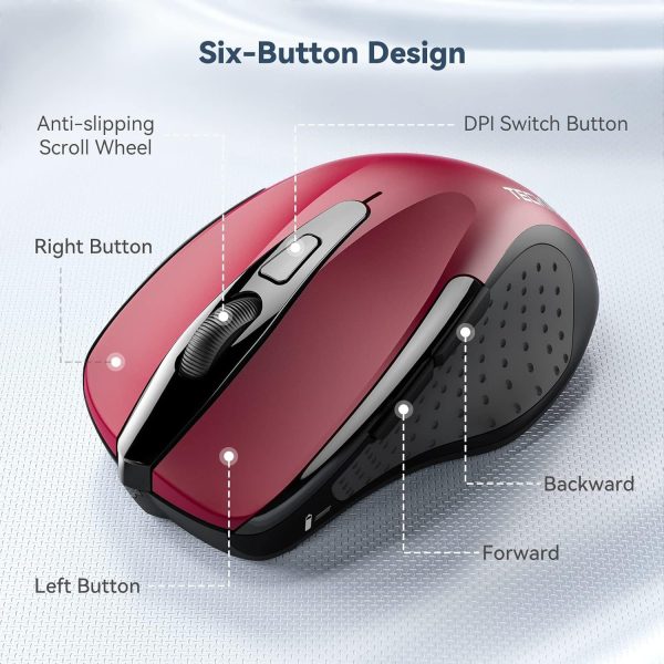Mouse inalámbrico Ergonómico Rojo TECKNET - Imagen 2