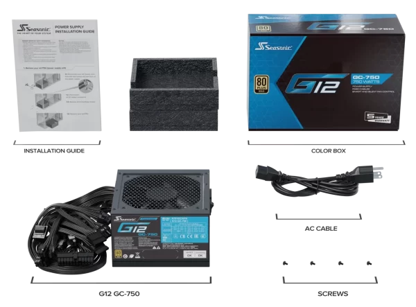 Fuente de poder ATX Seasonic 750W Gold G12 GC-750 - Imagen 2