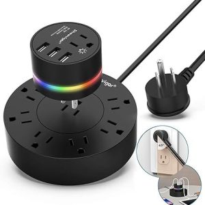 Regleta de Alimentación Circular 9 tomacorrientes, 3 puertos USB Outlet