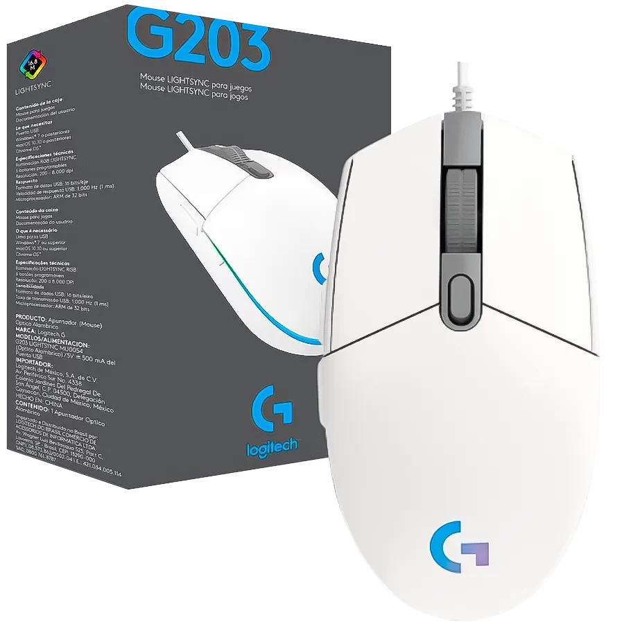 Mouse alámbrico Logitech G203 Blanco - Imagen 2